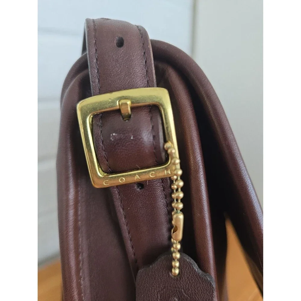 Vintage Coach Allison Flap Bag 9072 Mahogany Leather 90's